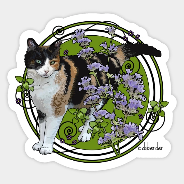 Calico Cat with Nepeta Sticker by avondalealley